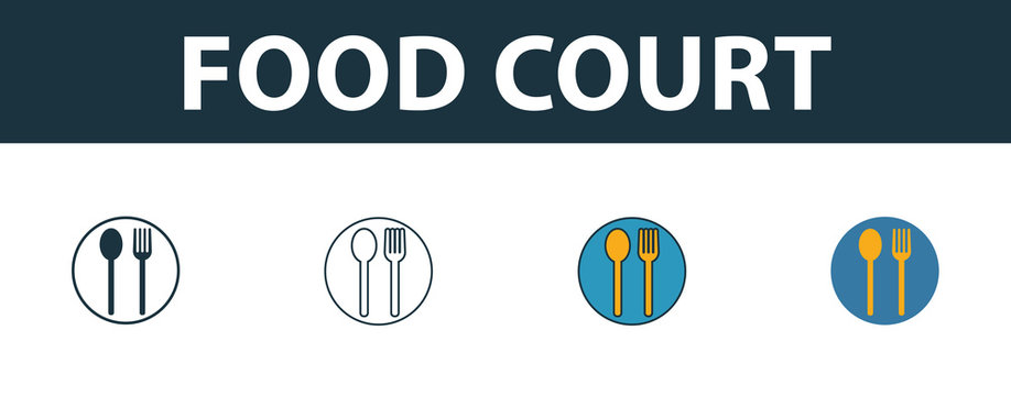 Food Court Icon. Thin Line Outline Style From Shopping Center Sign Icons Collection. Premium Food Court Icon For Design, Apps, Software And More