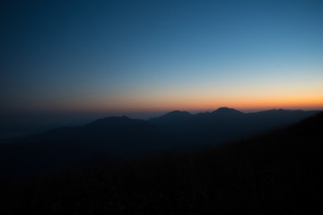 Morning light at the top of the mountain in the north side of Japan