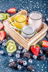 Fototapeta na wymiar Summer fruits and berries smoothie