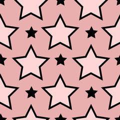 Seamless Pattern Texture With Line Drawing Stars.