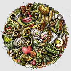 Cartoon doodles Diet food color illustration