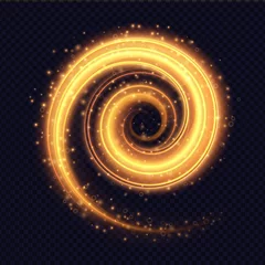 Foto auf Acrylglas Antireflex Magic fiery light spiral effect isolated on transparent background. Luminescent stardust swirl with bright bokeh and sparkles. Vector illustration. © Likanaris