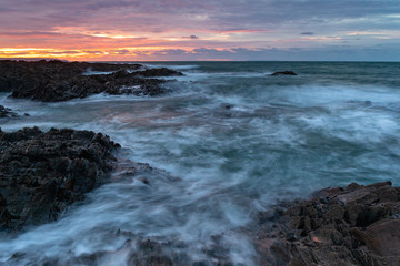 Westward Ho seascape at sunset in north devon
