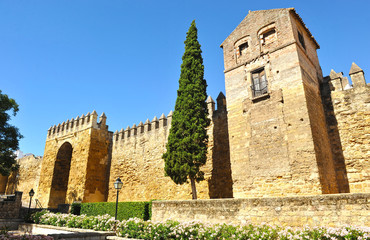 Medieval wall and Almodovar gateway (Muralla de la Villa) in Cordoba, World Heritage City by Unesco. Andalusia, Spain