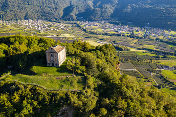 Valtellina (IT) - Tresivio - Vista aerea della chiesetta del Calvario