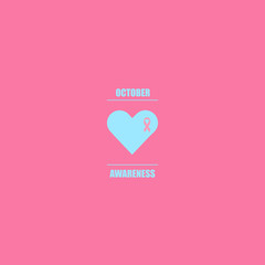 Vector Pink ribbon in Breast Cancer Awareness month symbol with brush stroke effect on blue and pink background  