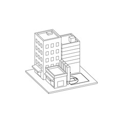 Isometric City Block with street basketball court