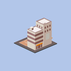 Isometric City Block with street basketball court