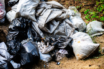 Fototapeta na wymiar Big rubbish dump in the forest