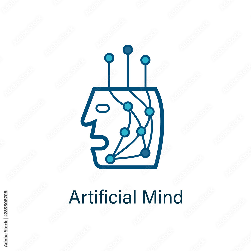 Poster Bot head icon with neural network inside