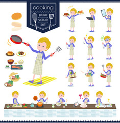 Fototapeta premium flat type blond hair boy White_cooking