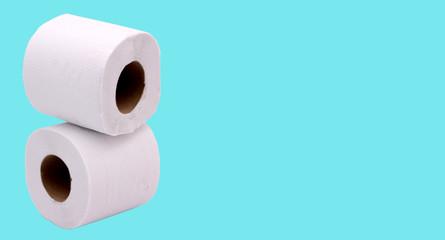 toilet paper  isolated on the blue background