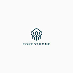 Forest tree park home logo icon design template. Green, eco, natural. Logo suitable for business, real estate, cabin, cottage, and more
