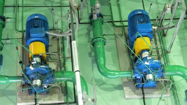 Water pumps at the gas power plant. Centrifugal pump.