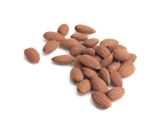 Almond nuts isolated on white background.