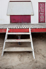 Vintage old beach hut in the Netherlands