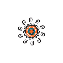 Aboriginal art dots painting icon logo design vector template