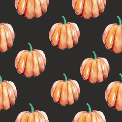 Hand-drawn pattern painted in watercolor. Cute illustrations for Halloween. Watercolor halloween collection.