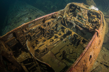Mitubishi Zero on wreck of Fujikawa Maru Truk Lagoon