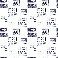 Abstract Doodle seamless pattern, hand drawn Geometric symbols, signs, rounds, zigzag curve and different marks