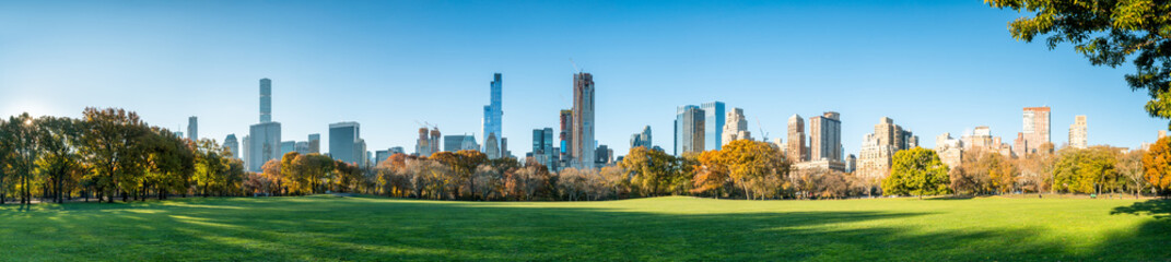 Central Park in New York City as panorama background