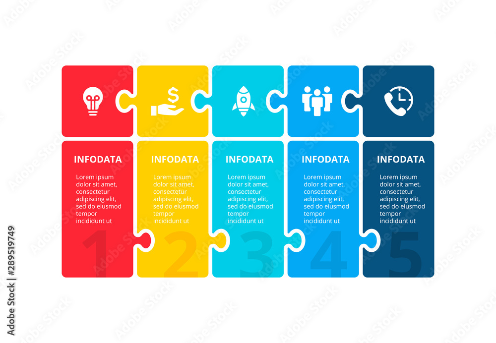 Poster puzzle vector processes infographics. businecc concept for chart, diagram, web design, or presentati