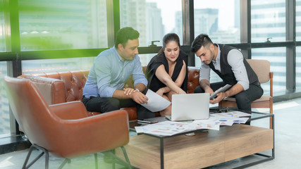 Planning, risk and Strategy in business.Business People meeting Planning Strategy Analysis Concept.Executive business people team brainstorming on meeting to conference planning investment project.