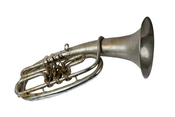 Fototapeta na wymiar Old vintage French horn