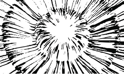 Naklejka premium Circular starburst explosion texture. Distressed uneven grunge background. Abstract vector illustration. Overlay to create interesting effect and depth. Isolated on white background.