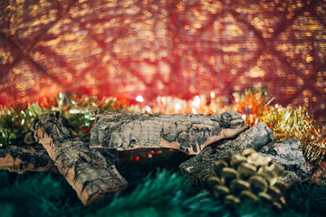 cozy christmas background with wood