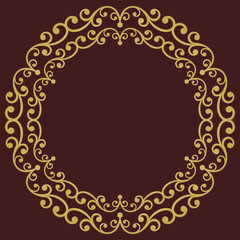 Elegant vintage vector ornament in classic style. Abstract traditional golden round pattern with oriental elements. Classic vintage pattern