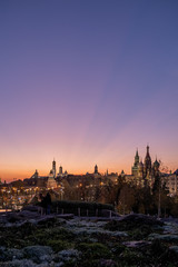Obraz premium Night silhouette of Izmailovo Kremlin in Moscow, historic place. Popular landmark and place for walking