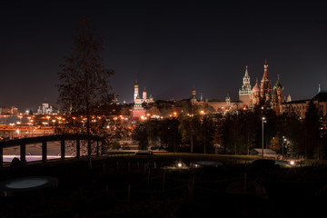 Fototapeta na wymiar Moscow. Red Square. Saint Basil Cathedral at night panorama