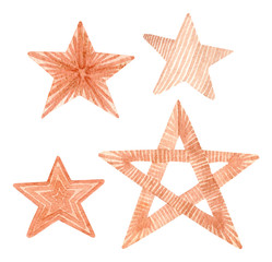 Obraz premium Watercolor hand painted wooden star. Isolated on white background.