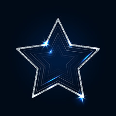Vector illustration of silver shiny crystal star
