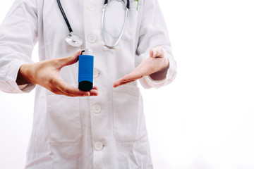 Doctor prescribing a medication for respiratory problems