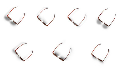 Sunglasses. Top view. Summer holiday concept element. Isolated on white background.