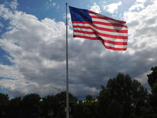 american flag in the wind