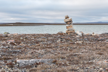 Inukshuk on Victoria Island in the High Arctic