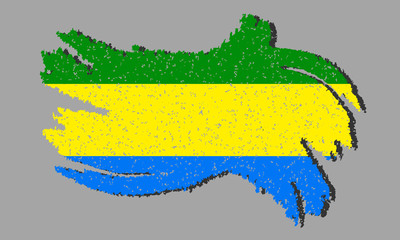 Obraz premium Gabon grunge flag, Gabon Timor flag with shadow, vector illustration