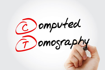 CT - Computed Tomography acronym with marker, concept background