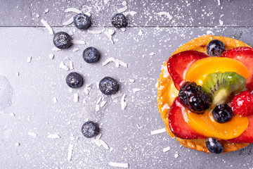 Small Fresh fruit tart with various fruits, Sweet dessert