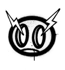 graffiti angry icon sprayed in black over white © johnjohnson