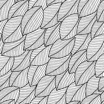 Leaves coloring book pages. Hand drawn artwork.