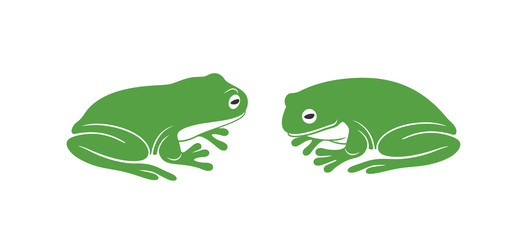 Green frog logo. Abstract frog on white background