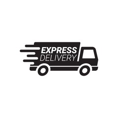 Express delivery Service Logo With Transport Car Vector Design Template