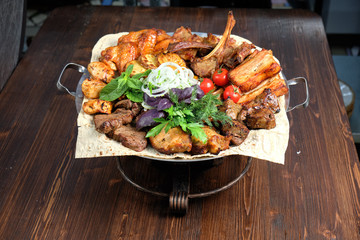 BBQ on pita bread. restaurant menu