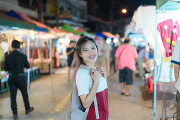 Holiday of women at walking travel,Holiday of women at walking travel at  Wualai Walking Street in Chiang Mai