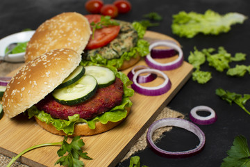 High angle delicious veggie burger