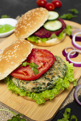 High angle healthy burgers